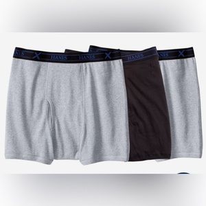 Hanes X-Temp Men’s Boxer Briefs 100% Cotton NWOT - 3 piece set 9XL.  2Grey/1 Blk